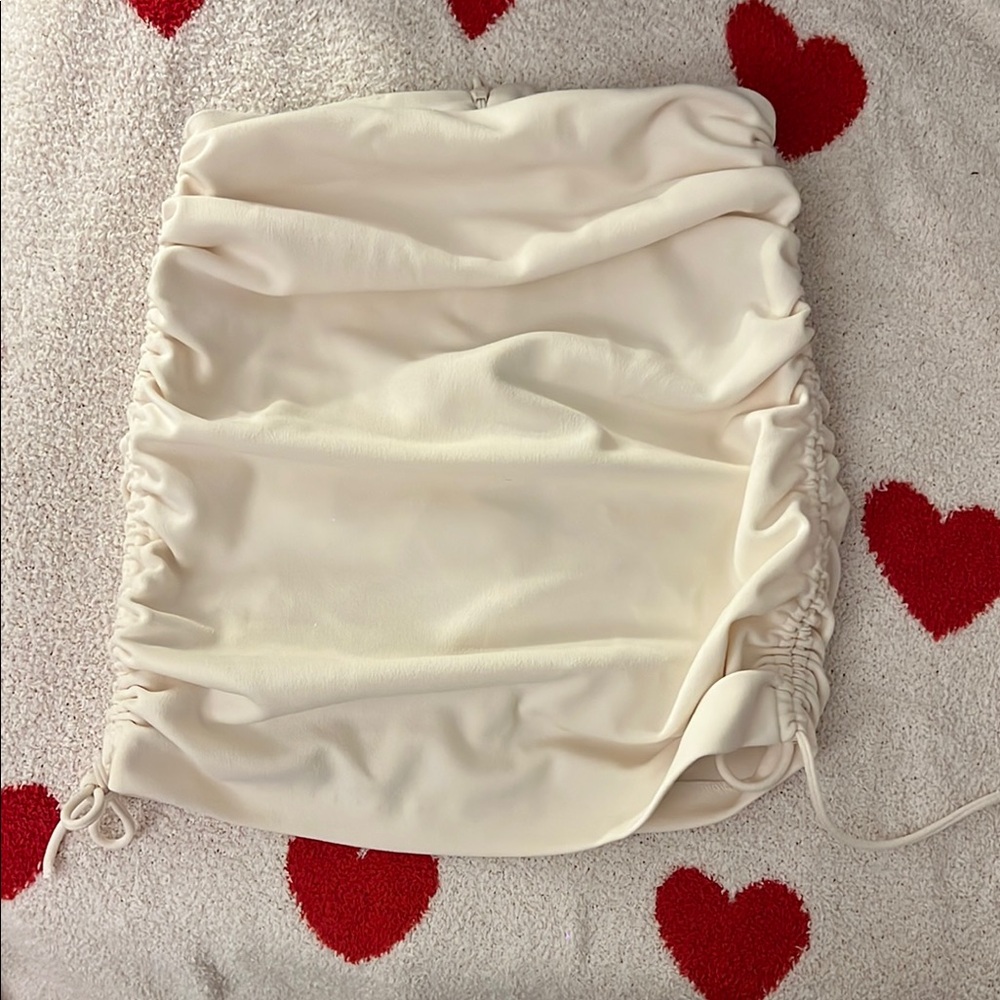 Elegant Cream Ruched Skirt